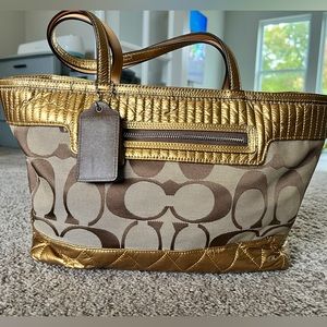 Gold and Tan Coach purse